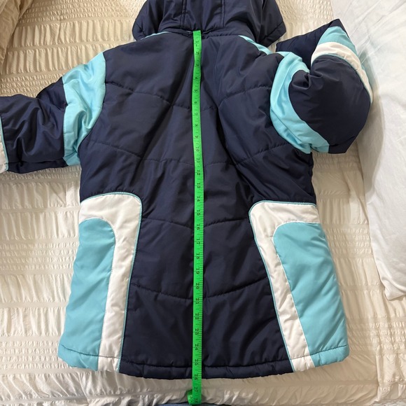 Kids Rothschild Puffer Jacket Navy Blue Aqua White Hooded Winter‎ Coat SIZE XL - Picture 7 of 8